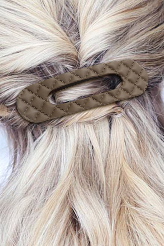 Coffee Argyle Embossed Plastic Hair Clip