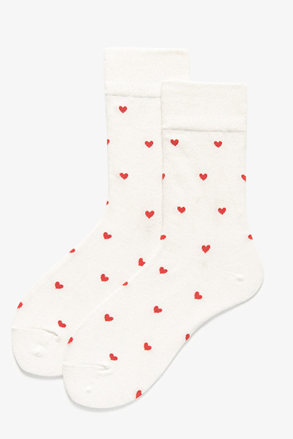 White Valentines Heart Pattern Cotton Socks