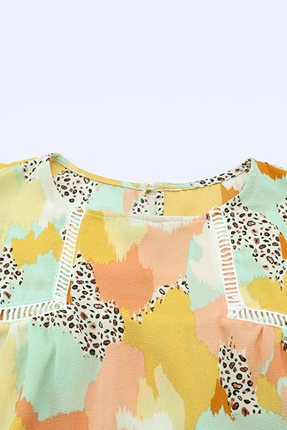 Yellow Abstract Printed Flutter Sleeveless Shirt